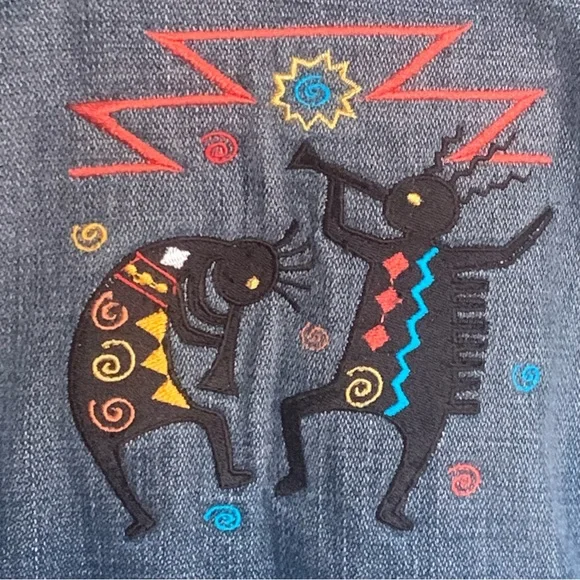 GAP Denim Jean Jacket Southwest Embroidered Native American Indian Art - Picture 13 of 13